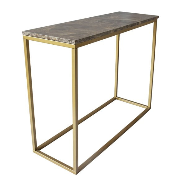 Konzolový stolek s podnožím ve zlaté barvě a hnědou mramorovou deskou RGE Accent