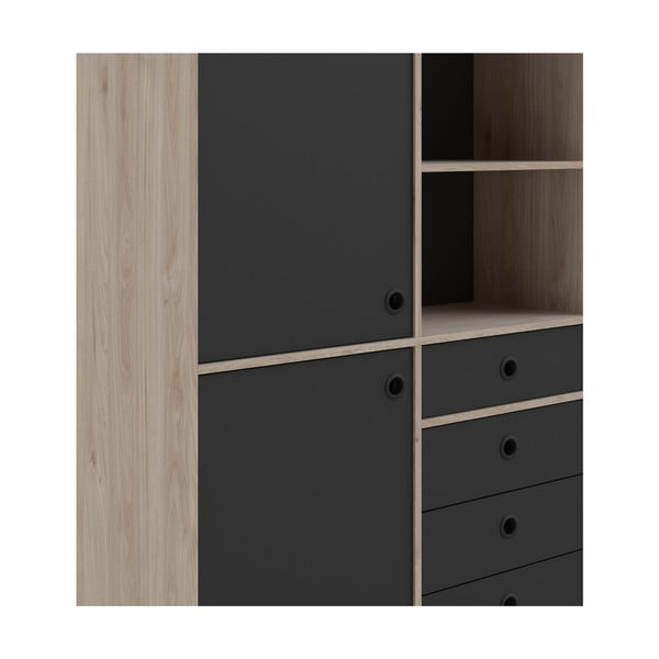 Černá knihovna s hranou v dekoru dubu 99x154 cm Rome - Tvilum-image-1