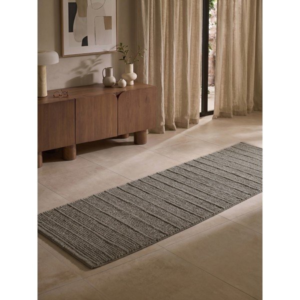 Tmavě šedý/tmavě hnědý ručně tkaný vlněný běhoun 80x250 cm Camden Parker – Ted Baker-image-1