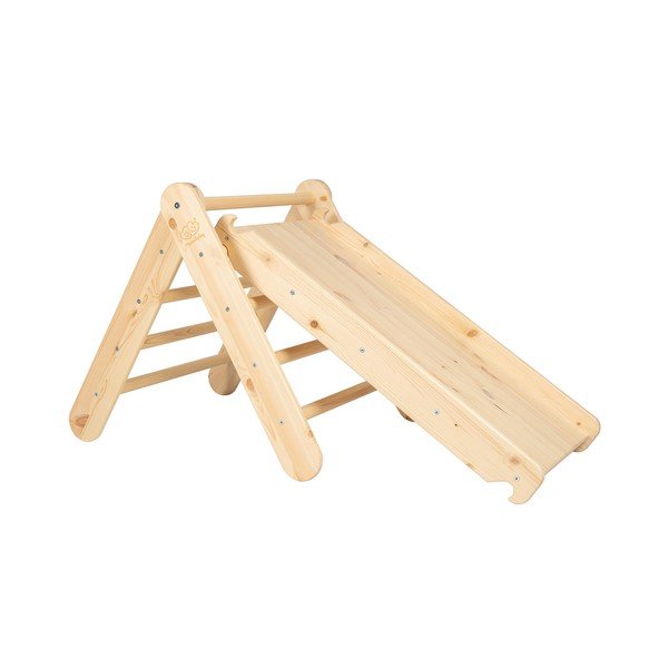 Pikler trojúhelník z borovicového dřeva v přírodní barvě 46x87x60 cm Montessori – Meowbaby