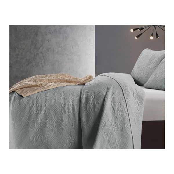Světle šedý přehoz z mikroperkálu s povlakem na polštář Dreamhouse Velvet Clara, 180 x 250 cm-image-2