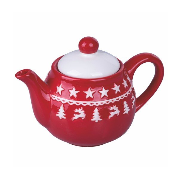 Červeno-bílá vánoční keramická konvice na čaj 520 ml Xmas - VDE Tivoli 1996-image-1