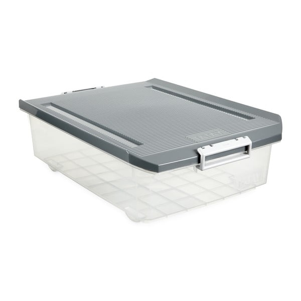 Průhledný úložný box pod postel se šedým víkem Ta-Tay Storage Box, 32 l