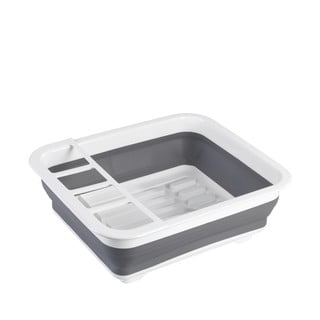 Bílo-šedý skládací odkapávač na nádobí Wenko Rack