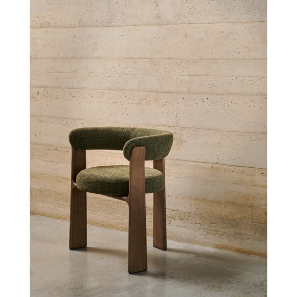 Khaki/hnědé jídelní křeslo s područkami z jasanového dřeva Granite – Kave Home-image-1