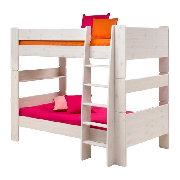 Bílá lakovaná dřevěná patrová postel 13Casa Kids, 90 x 200 cm