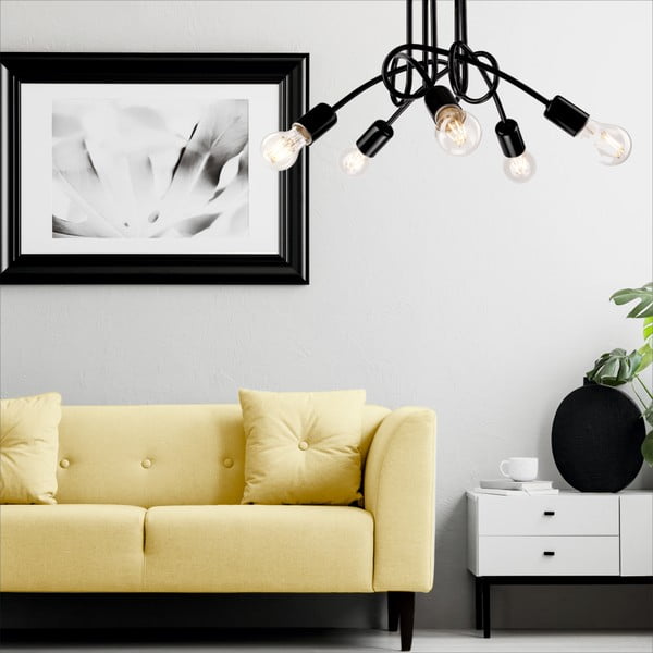 Černé stropní svítidlo bez stínidla 46x46 cm Camilla – LAMKUR-image-1