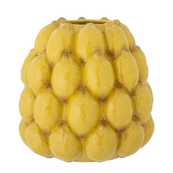 Žlutá ručně malovaná váza z kameniny (výška 22 cm) Limone – Bloomingville