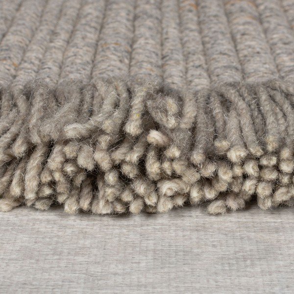 Šedý ručně tkaný koberec s příměsí vlny 160x230 cm Rene Fringed Ribbed – Flair Rugs-image-4