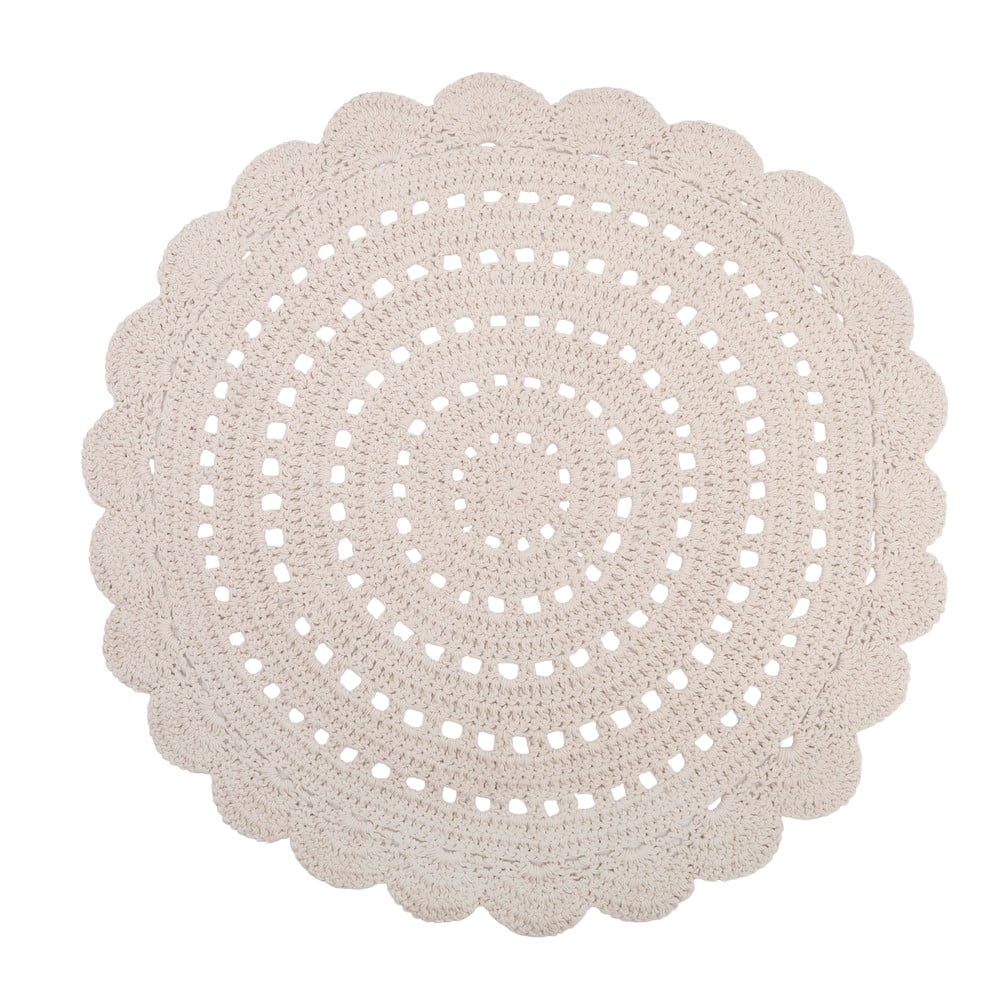 Bílý ručně háčkovaný koberec z bavlny Nattiot Alma, ø 120 cm