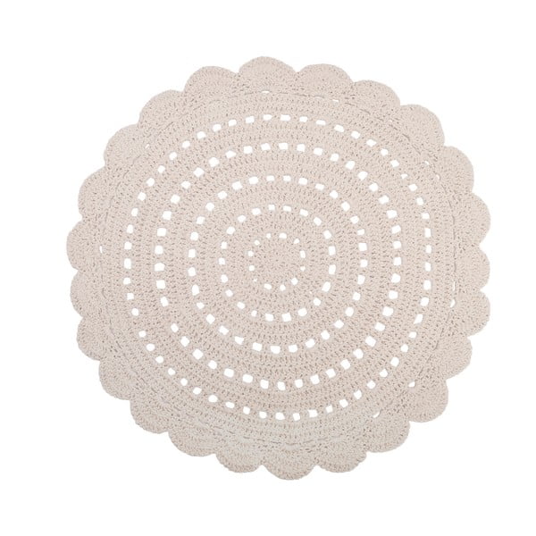 Bílý ručně háčkovaný koberec z bavlny Nattiot Alma, ø 120 cm