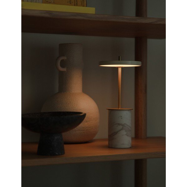Krémová mramorová LED stmívatelná stolní lampa s kovovým stínidlem (výška 25,5 cm) Asteria Move Mini – UMAGE-image-1