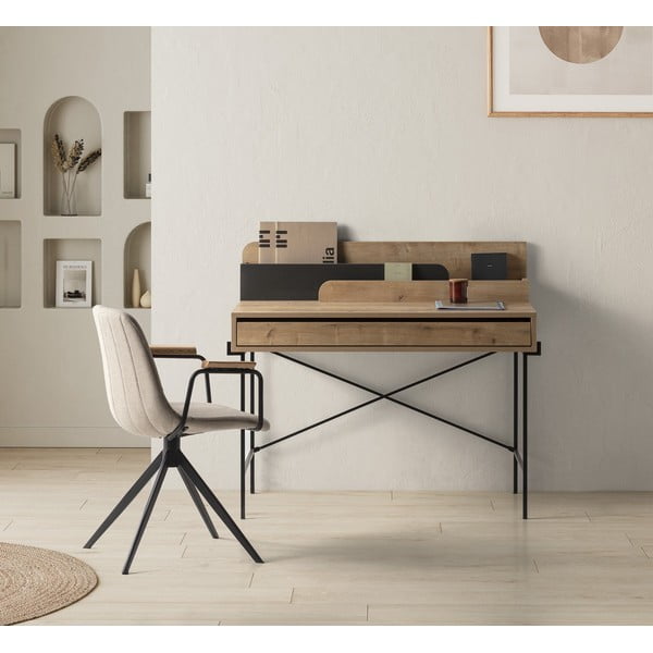 Pracovní stůl z dubového dřeva se sekretářem 60x113 cm Lila – Marckeric-image-1