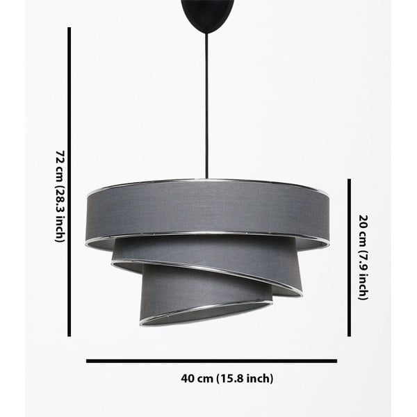 Závěsné svítidlo v antracitovo-stříbrné barvě s textilním stínidlem ø 40 cm Couper – Opviq lights-image-2