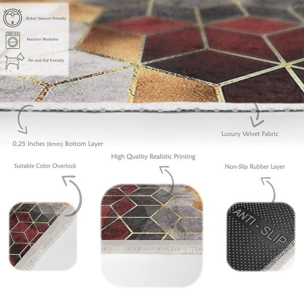 Šedo-vínový pratelný koberec 160x230 cm – Mila Home-image-4