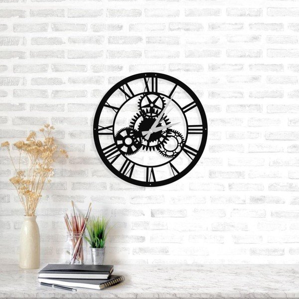 Černé nástěnné hodiny Davin Clock, ⌀ 48 cm-image-1