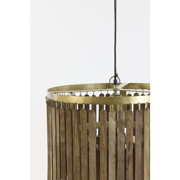Hnědé závěsné svítidlo s dřevěným stínidlem Gularo – Light & Living-image-3