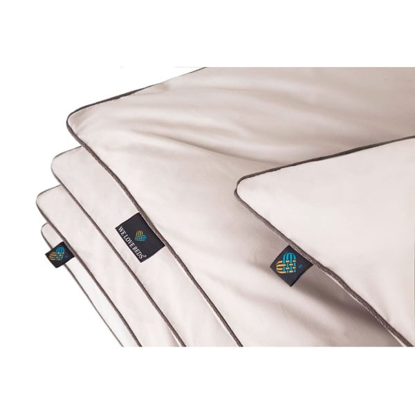 Světle šedý prodloužený povlak na peřinu na dvoulůžko z egyptské bavlny 200x220 cm Perla – WeLoveBeds-image-1