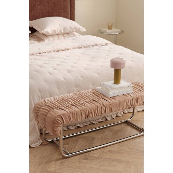 Starorůžová žinylková kovová/polstrovaná lavice Vellin – Ellos Home-image-1