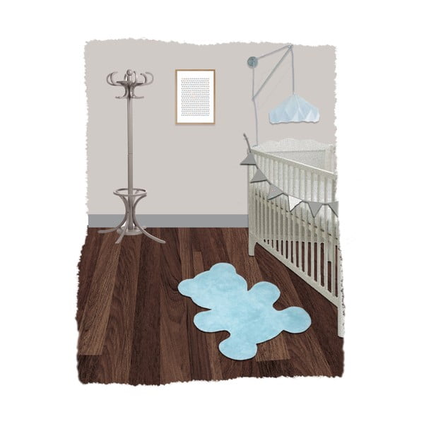 Dětský modrý ručně vyrobený koberec Nattiot Little Teddy, 80 x 100 cm-image-2