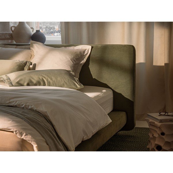 Světle šedá čalouněná dvoulůžková postel 140x200 cm Linea – Micadoni -image-4