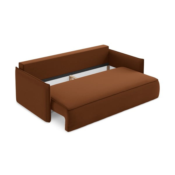 Sametová rozkládací/s úložným prostorem pohovka v terakotové barvě 225 cm Hula – Makamii-image-3