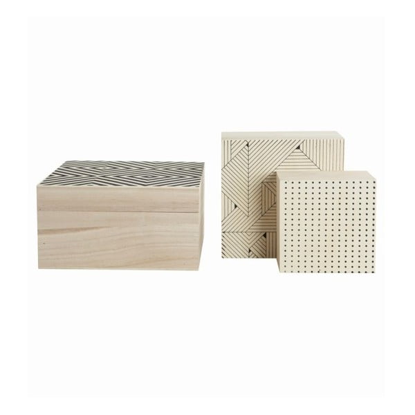 Set dřevěných boxů Geometry, 3 ks
