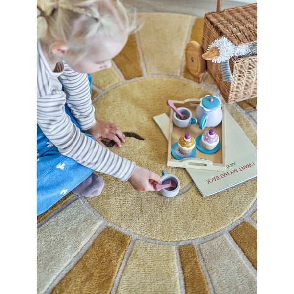 Béžový/jantarový vlněný dětský koberec ø110 cm Sun – Bloomingville Mini-image-1