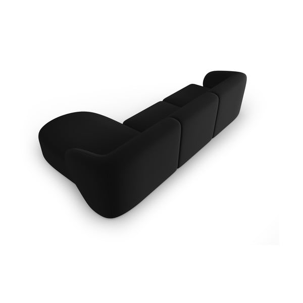 Černá sametová rohová pohovka (pravý roh/s lenoškou) Paolo – Milo Casa-image-3