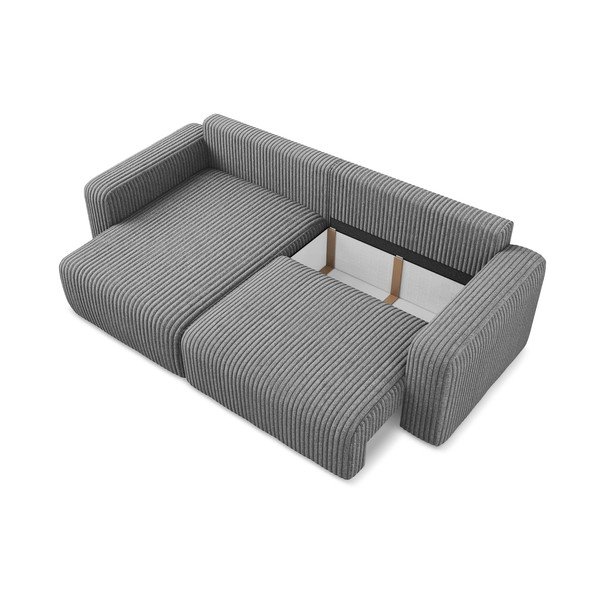 Šedá manšestrová rozkládací/s úložným prostorem rohová pohovka (levý roh/s lenoškou) Kona – Makamii-image-4