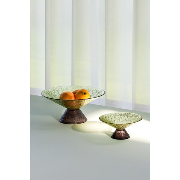 Zeleno-hnědá skleněná mísa na ovoce ø 25 cm Bonbon – Hübsch-image-4