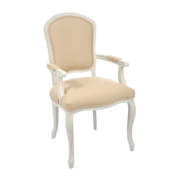 Bílá židle Louis XV s područkami, béžová