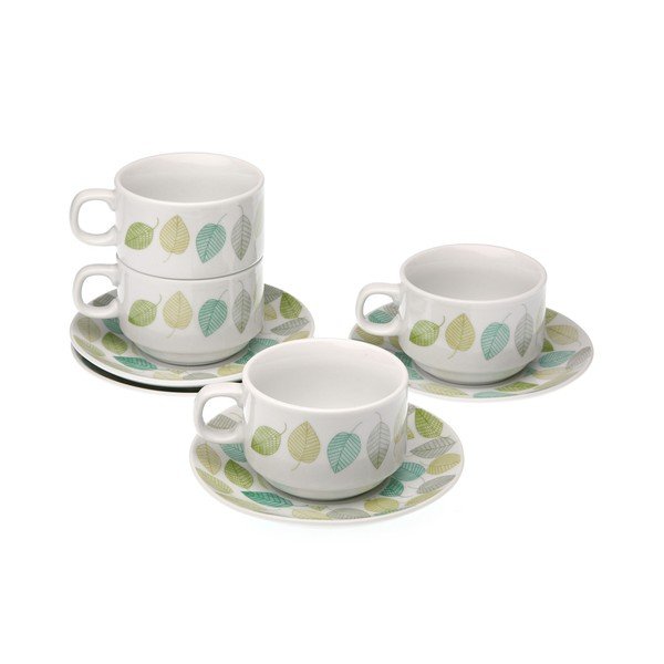 Sada 4 hrnečků s podšálky a stojánkem Versa Leaf-image-1