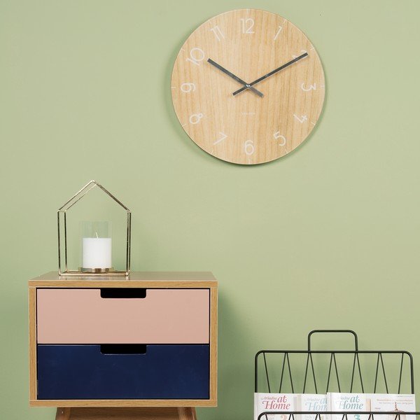 Světle hnědé hodiny Present Time Glass Wood, ⌀ 40 cm-image-1