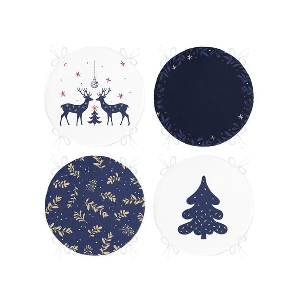 Podsedáky v sadě 4 ks s vánočním motivem ø 40 cm Blue Christmas – Mila Home
