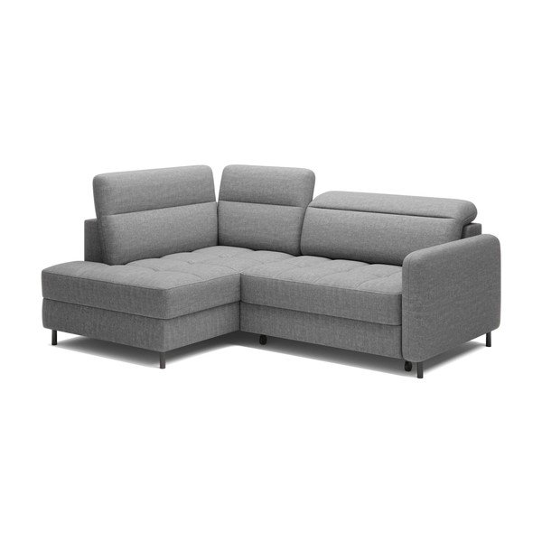 Šedá sametová rozkládací/s úložným prostorem rohová pohovka (levý roh/do L) Barea – ELTAP-image-2