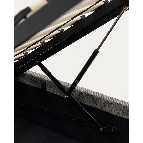 Šedá čalouněná jednolůžková postel s úložným prostorem s roštem 90x200 cm Nahiri – Kave Home-image-4