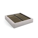 Béžová čalouněná dvoulůžková postel s úložným prostorem s roštem 160x200 cm Simon – Micadoni 