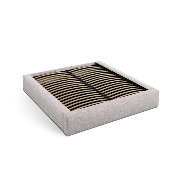 Béžová čalouněná dvoulůžková postel s úložným prostorem s roštem 160x200 cm Simon Olivia – Micadoni -image-2