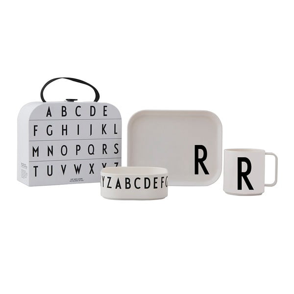 3dílný dětský jídelní set s kufříkem Design Letters Classics R
