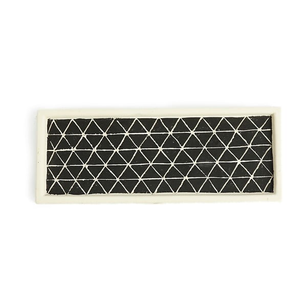 Černý servírovací keramický tácek Simla Diamond, 28 x 11 cm