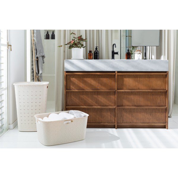 Krémový plastový koš na prádlo 56 l Softex – Curver-image-1