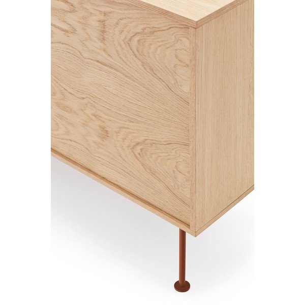 Cihlově červená komoda s dubovou dýhou Teulat Yoko, šířka 180 cm-image-1