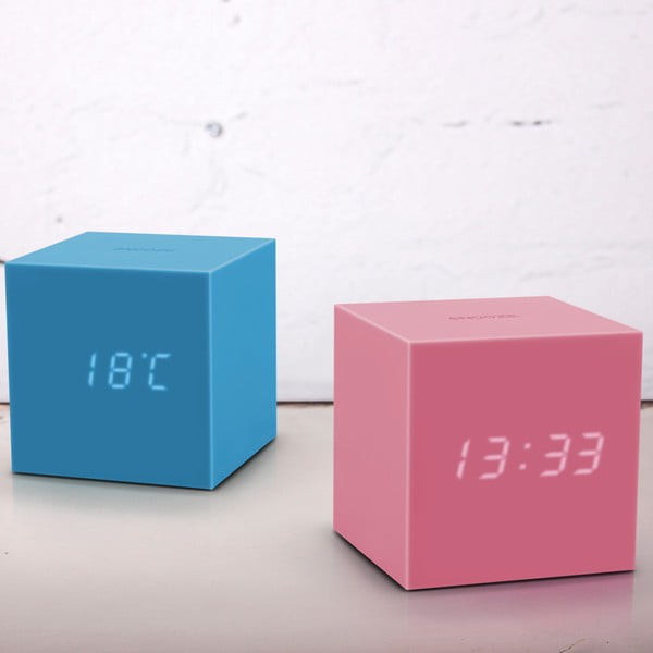 Azurově modrý LED budík Gingko Gravity Cube-image-1