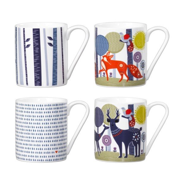 Sada 4 keramických hrnků Folklore, 350 ml