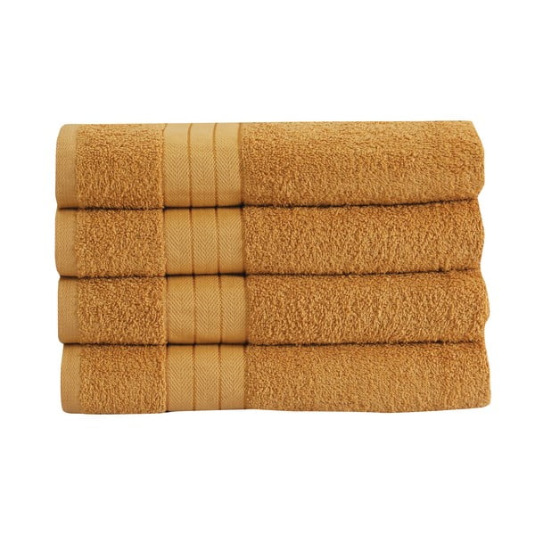 Bavlněné ručníky v hořčicové barvě v sadě 4 ks 50x100 cm – Good Morning
