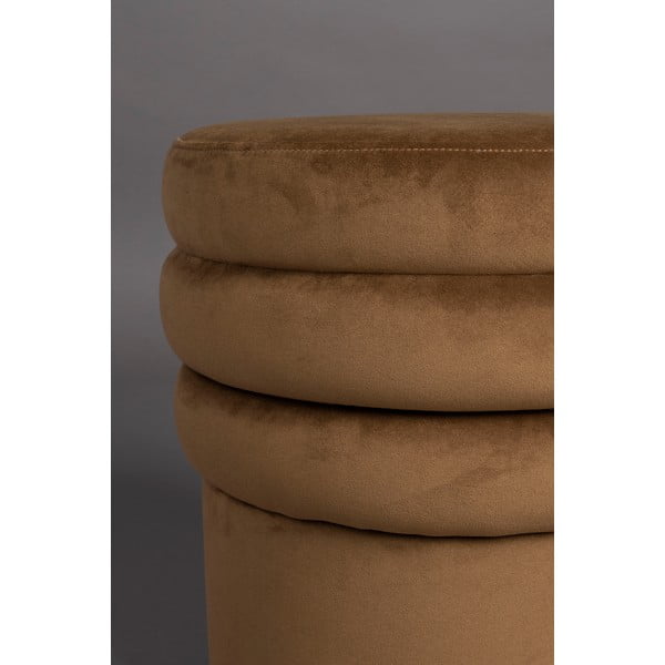 Hnědý sametový taburet Aditi – Dutchbone-image-4
