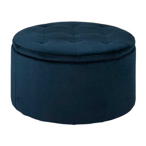 Tmavě modrý sametový puf Actona Retina, ⌀ 60 cm