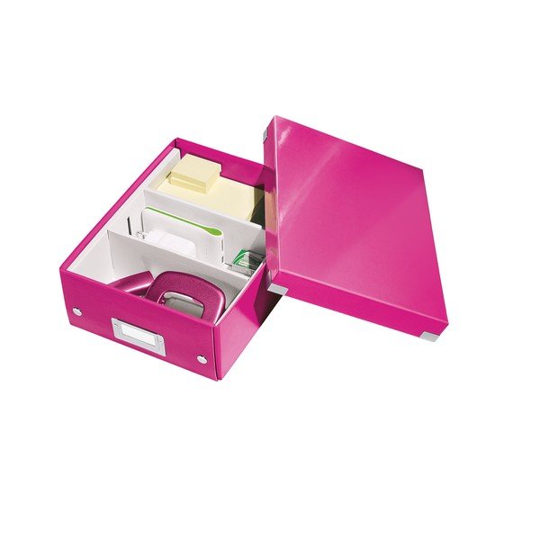 Růžový kartonový úložný box s víkem Click&Store - Leitz-image-4