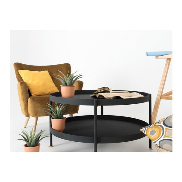 Černý konferenční stolek CustomForm Hanna, ⌀ 60 cm-image-2